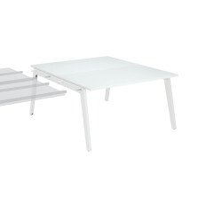 Pôle de 2 bureaux suivants blanc + goulotte L 140 cm - Exprim