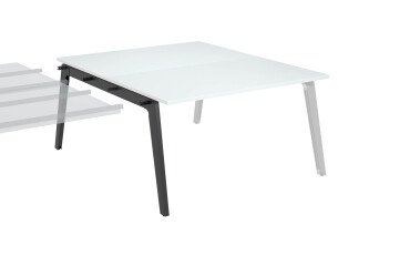 Cluster of 2 offices according to Eden Arche + white cable duct L 140 cm