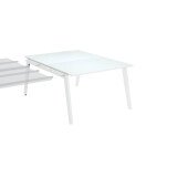 Pôle de 2 bureaux suivants blanc + goulotte L 120 cm - Exprim