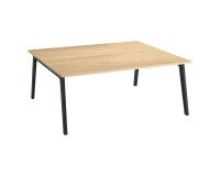 Eiland 2 werkposten Eden Arche licht eiken + kabelgoot L 180 cm