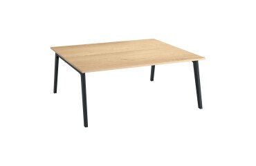 Eiland 2 werkposten Eden Arche licht eiken + kabelgoot L 180 cm
