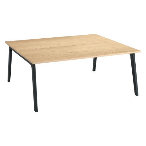 Conjunto de 2 mesas Eden Arco An 180 cm roble claro con canaleta patas antracitas