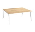 Pôle de 2 bureaux Exprim chêne clair + goulotte L 180 cm