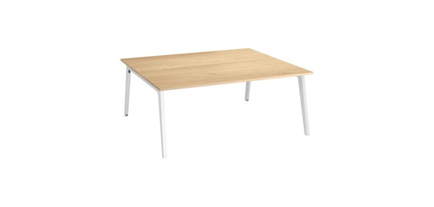 Pôle de 2 bureaux Exprim chêne clair + goulotte L 180 cm