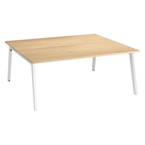 Conjunto de 2 mesas Eden Arco An 180 cm roble claro con canaleta patas blancas