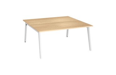 Eiland 2 werkposten Eden Arche licht eiken + kabelgoot L 160 cm