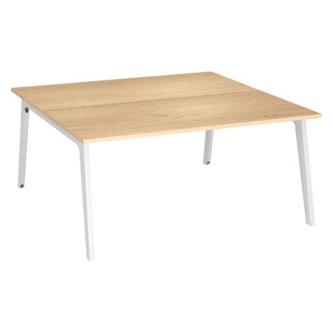 Conjunto de 2 mesas Eden Arco An 160 cm roble claro con canaleta patas blancas