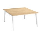 Pôle 2 bureaux droits Exprim L 140 cm chêne clair piétement métal