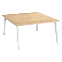 Pôle de 2 bureaux Exprim chêne clair + goulotte L 140 cm