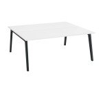 Pôle de 2 bureaux Exprim blanc + goulotte L 180 cm