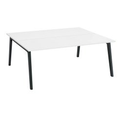 Eiland 2 werkposten Eden Arche wit + kabelgoot L 180 cm