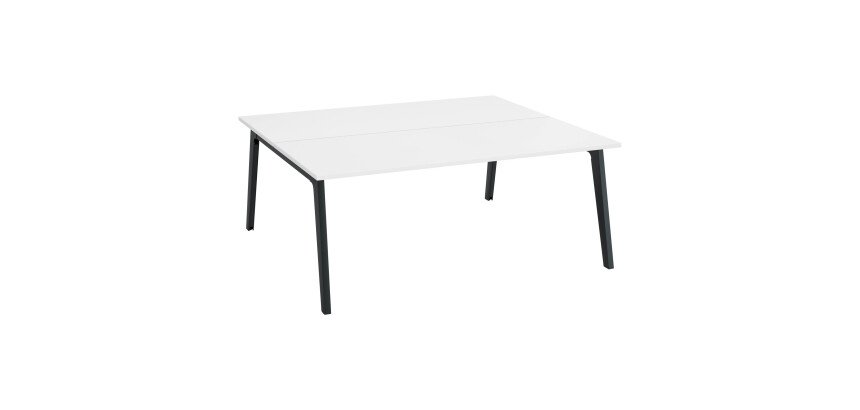 Pôle de 2 bureaux Exprim blanc + goulotte L 180 cm