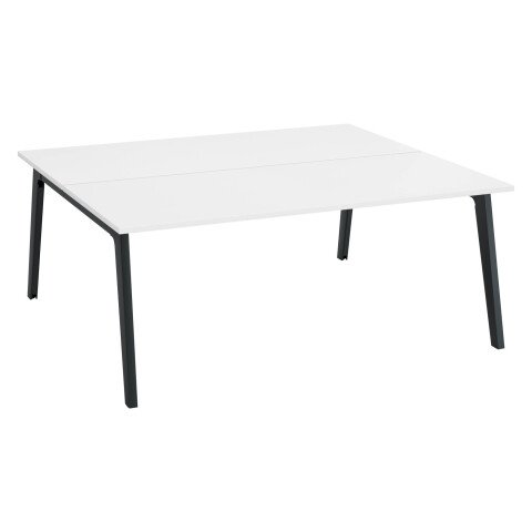 Conjunto de 2 mesas Eden Arco An 180 cm blanco con canaleta patas antracitas