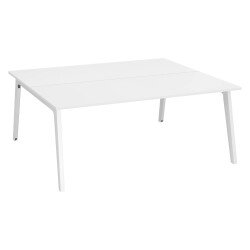 Pôle de 2 bureaux Exprim blanc + goulotte L 180 cm