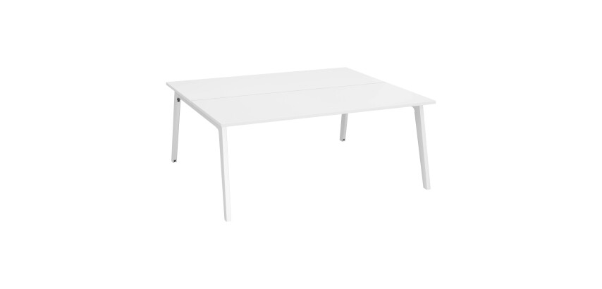 Pôle de 2 bureaux Exprim blanc + goulotte L 180 cm