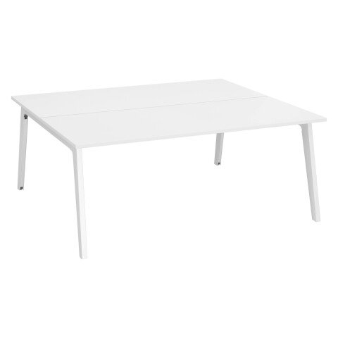 Conjunto de 2 mesas Eden Arco An 180 cm blanco con canaleta patas blancas