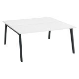 Pôle de 2 bureaux Exprim blanc + goulotte L 160 cm