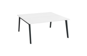 Pôle de 2 bureaux Eden Arche blanc + goulotte L 160 cm