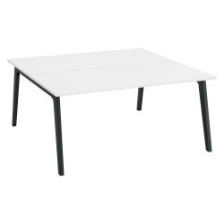 Pôle de 2 bureaux Exprim blanc + goulotte L 160 cm