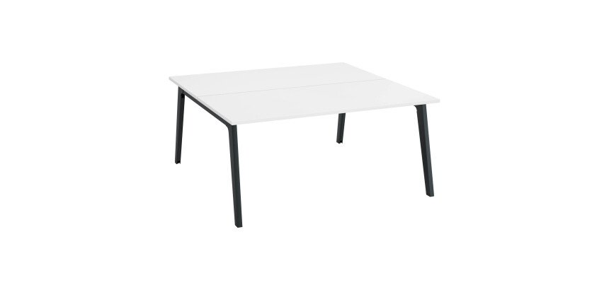 Eiland 2 werkposten Eden Arche wit + kabelgoot L 160 cm