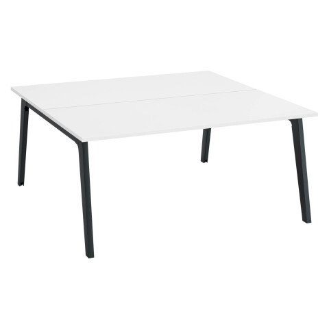 Conjunto de 2 mesas Eden Arco An 160 cm blanco con canaleta patas antracitas