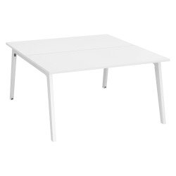Pôle de 2 bureaux Exprim blanc + goulotte L 140 cm