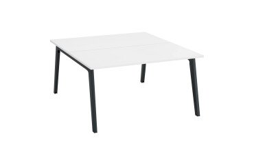 Pôle de 2 bureaux Eden Arche blanc + goulotte L 140 cm