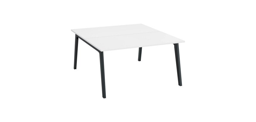 Pôle de 2 bureaux Exprim blanc + goulotte L 140 cm