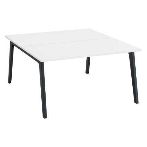 Conjunto de 2 mesas Eden Arco An 140 cm blanco con canaleta patas antracitas