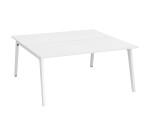 Pôle de 2 bureaux Exprim blanc + goulotte L 160 cm