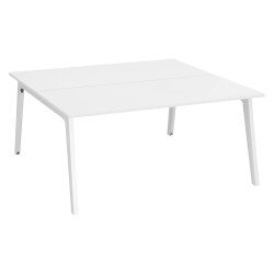 Pôle de 2 bureaux Exprim blanc + goulotte L 160 cm