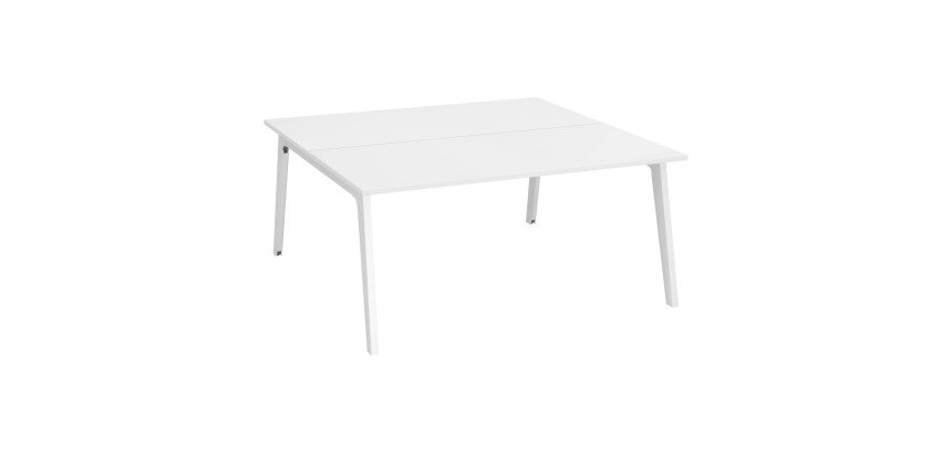 Pôle de 2 bureaux Exprim blanc + goulotte L 160 cm