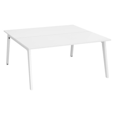 Conjunto de 2 mesas Eden Arco An 160 cm blanco con canaleta patas blancas