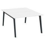 Pôle de 2 bureaux Exprim blanc + goulotte L 120 cm