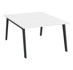 Pôle de 2 bureaux Exprim blanc + goulotte L 120 cm