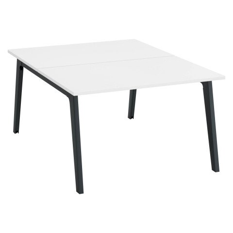 Conjunto de 2 mesas Eden Arco An 120 cm blanco con canaleta patas antracitas