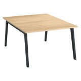 Pôle de 2 bureaux Exprim chêne clair + goulotte L 120 cm