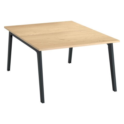 Conjunto de 2 mesas Eden Arco An 120 cm roble claro con canaleta patas antracitas