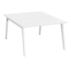 Pole mit 2 Büros Eden Arche weiß + Kabelleiste L 120 cm.