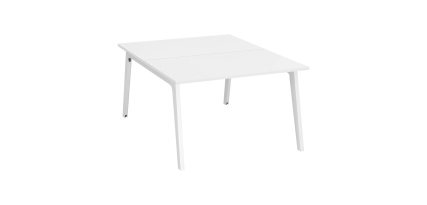 Pôle de 2 bureaux Exprim blanc + goulotte L 120 cm