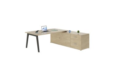 Bureau manager Eden Arche chêne clair avec console