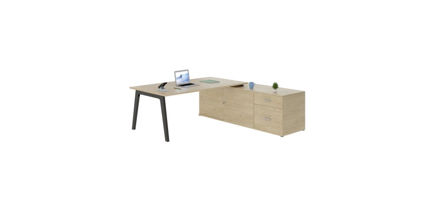 Bureau manager Eden Arche chêne clair avec console
