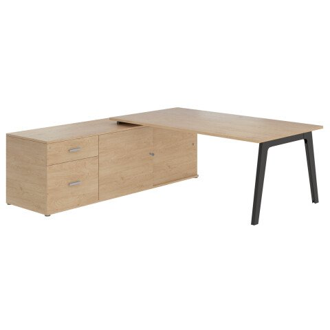 Mesa manager con extensión izquierda Eden Arco roble claro patas antracitas