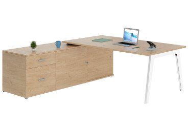 Bureau manager Eden Arche chêne clair avec console