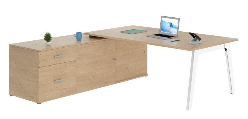 Bureau manager Eden Arche chêne clair avec console