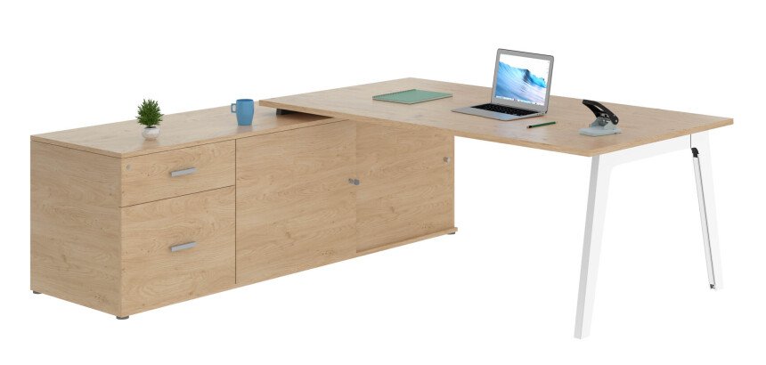 Bureau manager Eden Arche chêne clair avec console