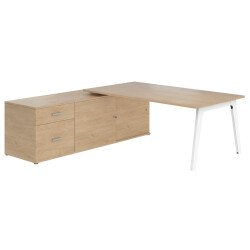 Bureau manager Eden Arche chêne clair avec console