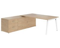 Manager desk on left extension light oak undercarriage in white