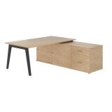 Scrivania manageriale con mobile di servizio a destra eden arche l180 rovere gambe antracite