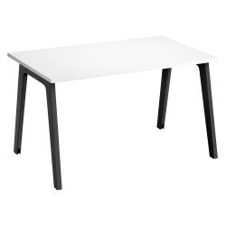 Bureau droit Eden Arche blanc L 120 cm avec goulotte pied anthracite